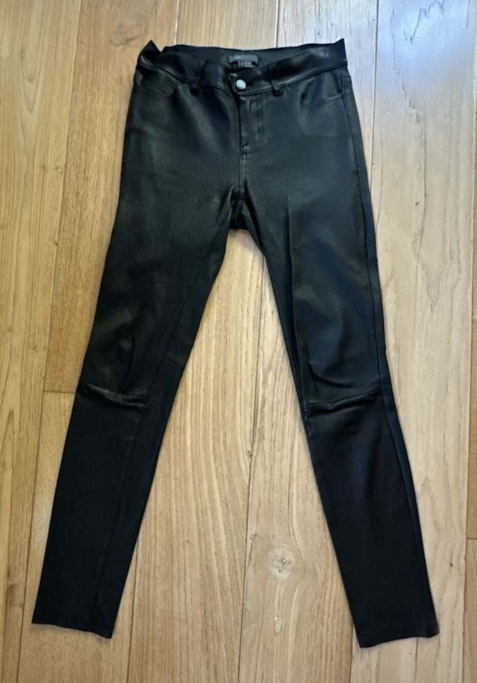 Vince Black Genuine Leather Straight Leg High Waisted Pants Size 4